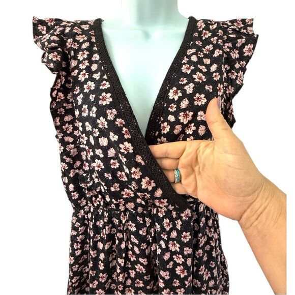Maurice's Black and Pink Floral Rayon Dress NWT Size M - Picture 9 of 13